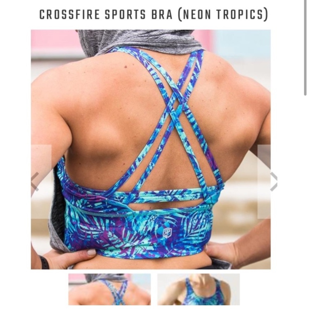 BORN PRIMITIVE - Neon Tropics Crossfire Strappy Sports Bra - S - Picture 2 of 10